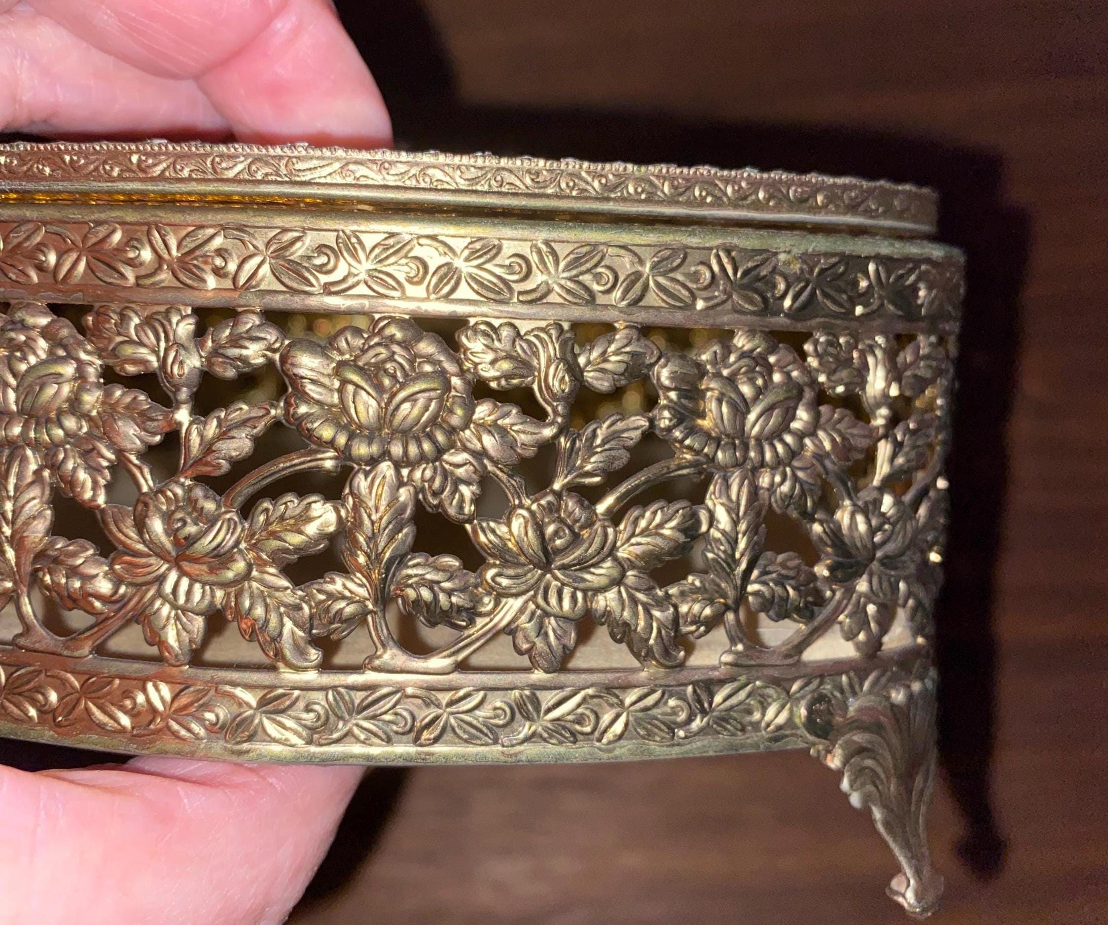 アメリカ製 50s オルモルスタイル フィリグリー宝石箱 ヴィンテージ
