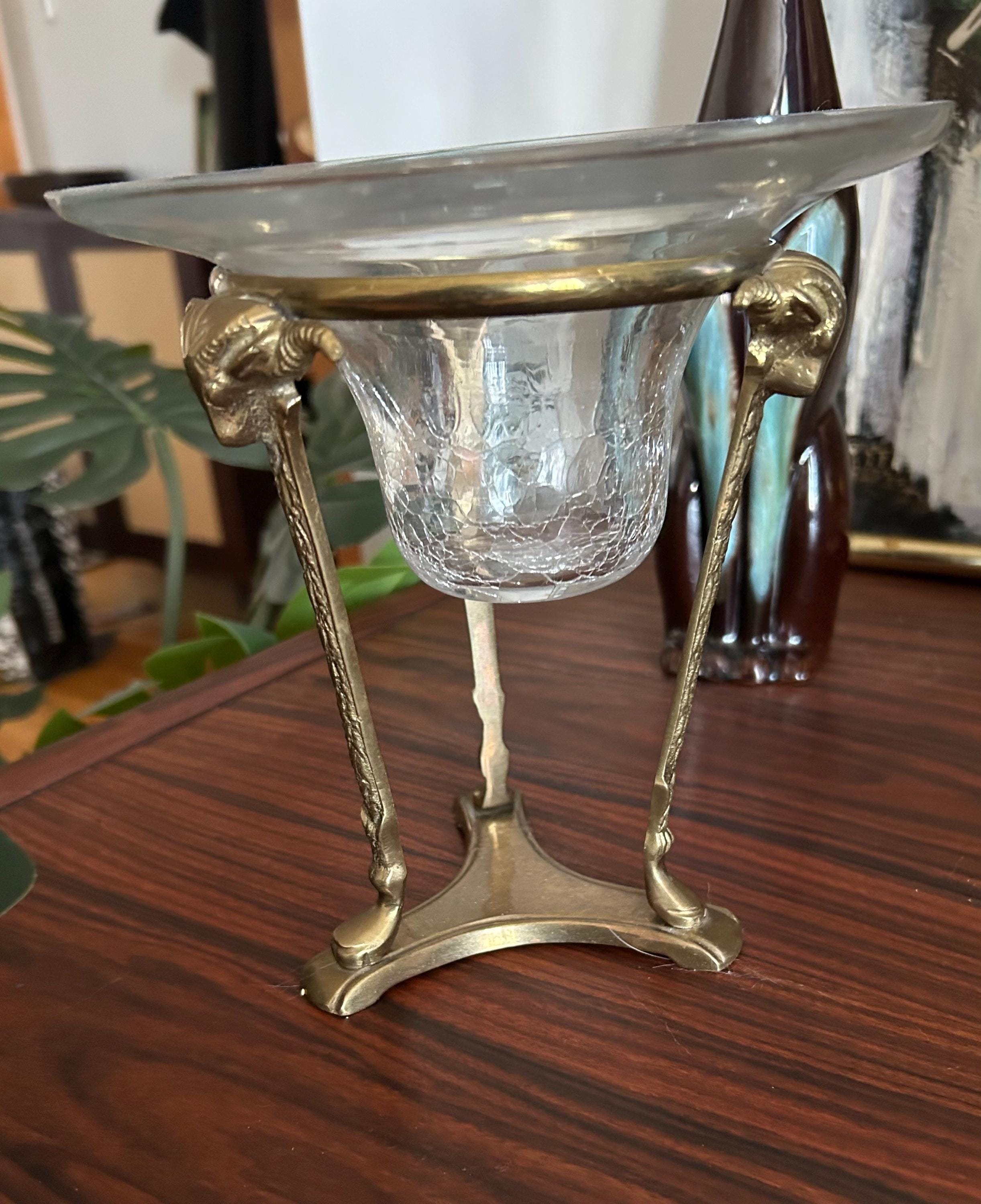 Vintage Brass Ram Head Vase