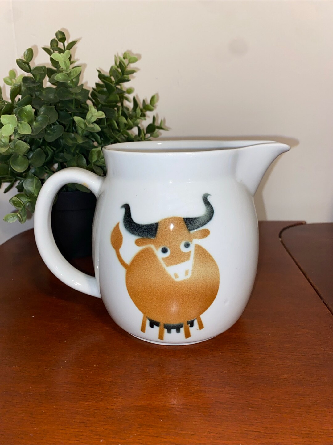 Vintage Arabia Finland Brown Cow Pitcher/jug 5 1/2 in Ceramic Heluna