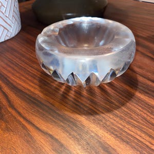 Baccarat Vintage ashtray Frosted Crystal Round Cigarette Trinket Dish France