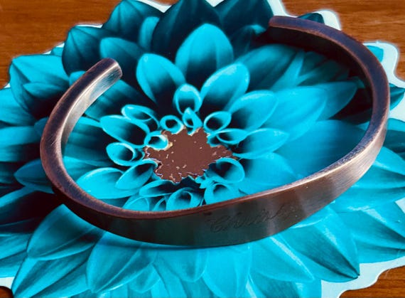 Handcrafted Raw Copper Cuff | Custom Engraved Min… - image 2