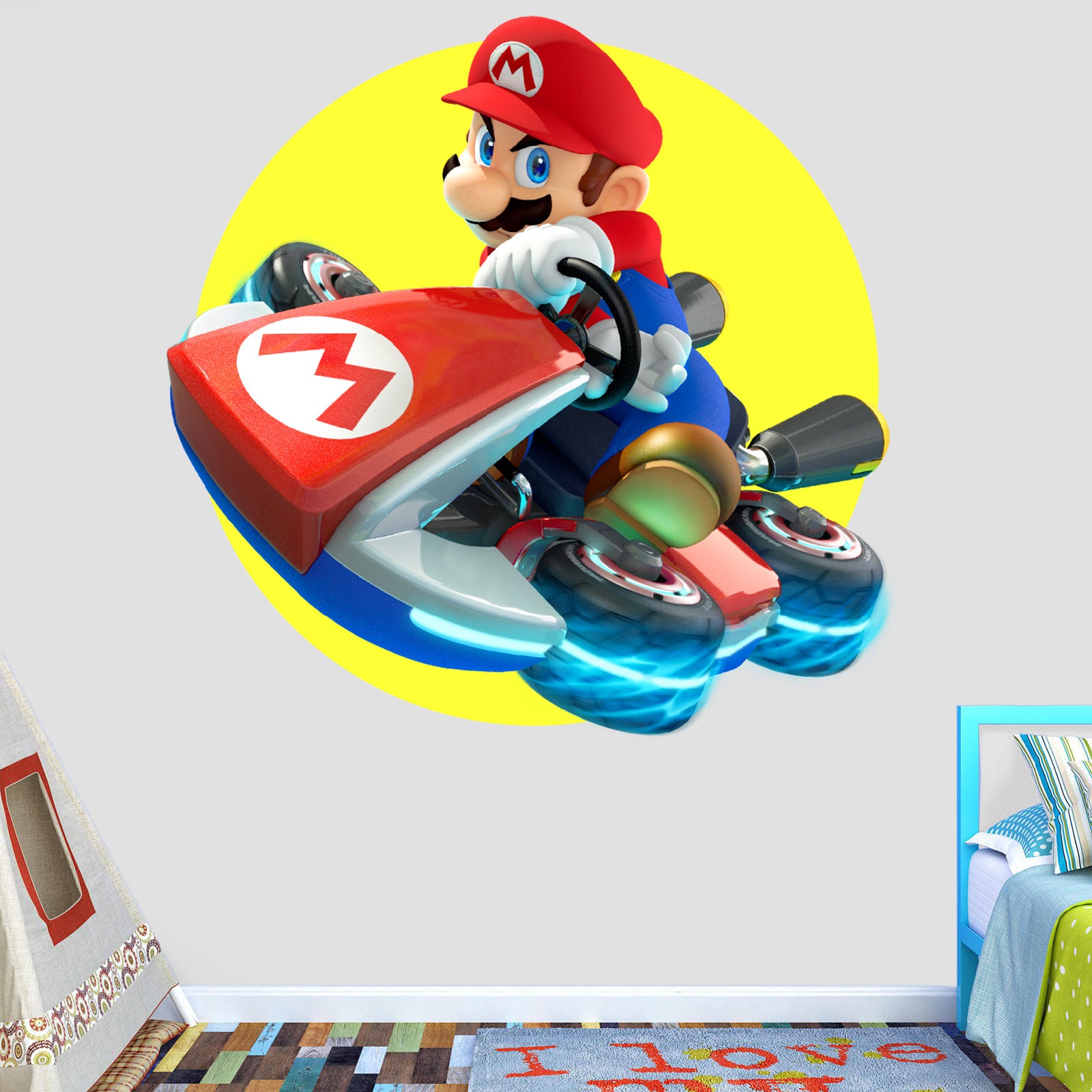 Mario Kart Wall Decal Vinyl Mural Print Decor Bedroom Kids Etsy