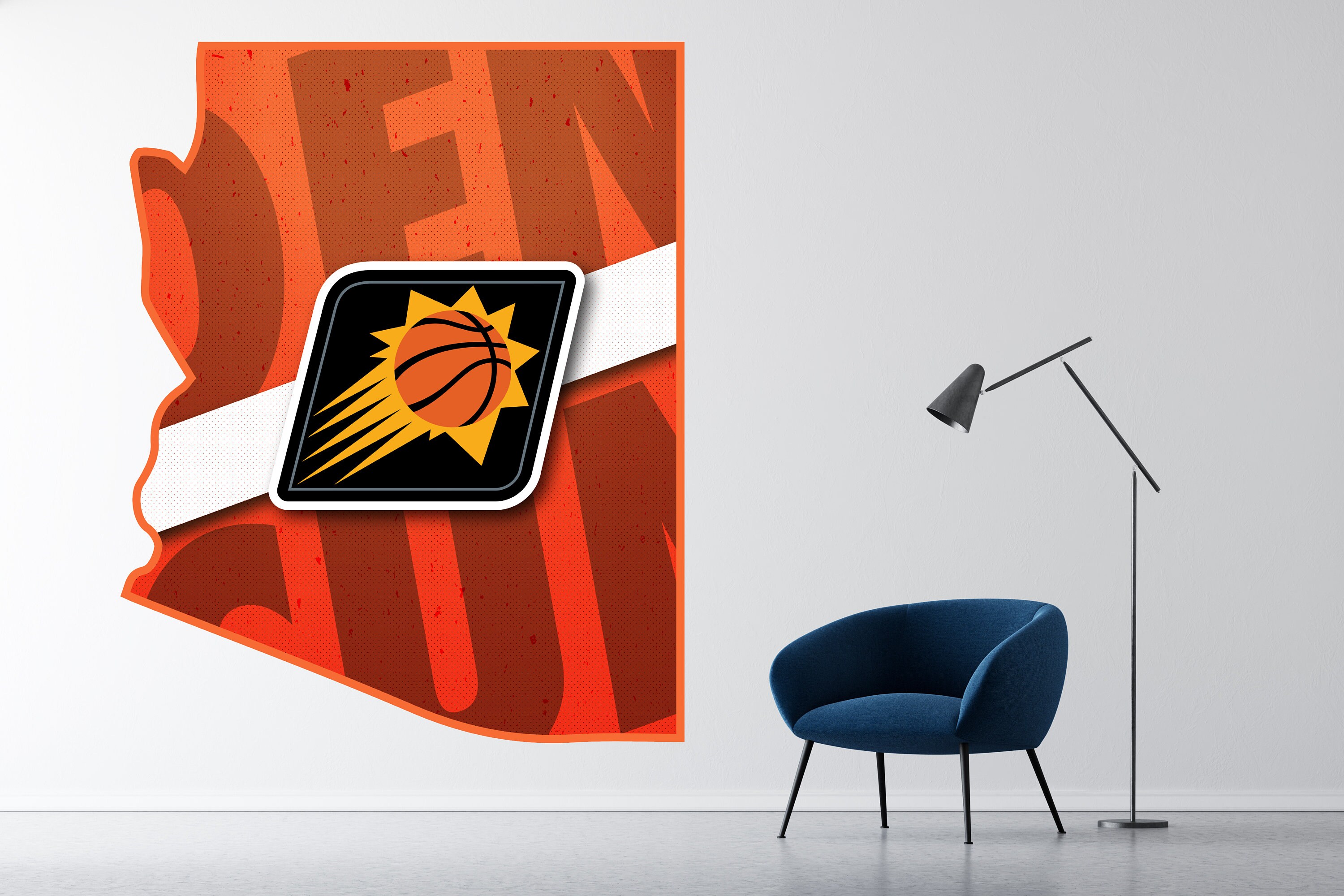 NBA State With Logo Phoenix Suns Wall Decal Vinyl Mural Print Etsy