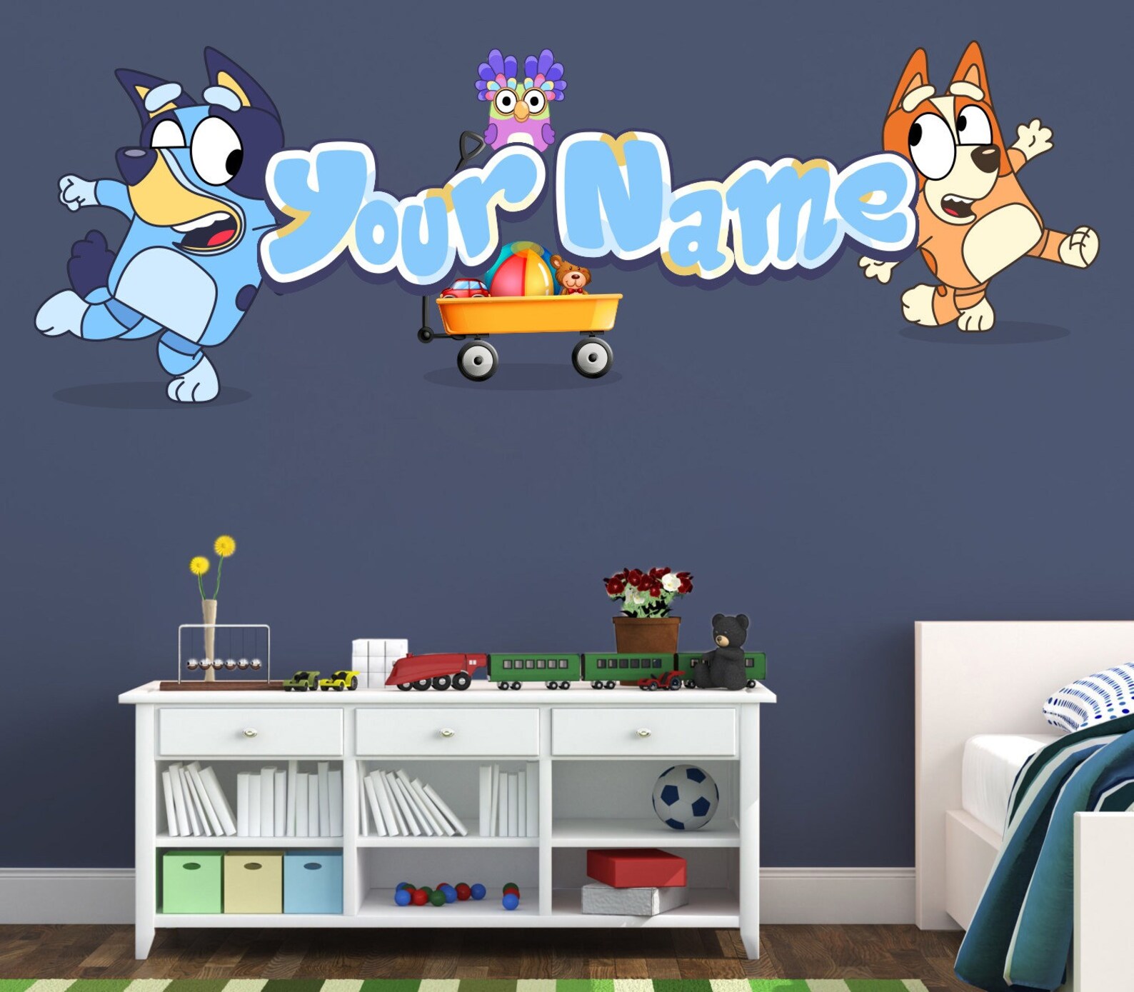 Custom Name Super Hero Bluey Wall Decal Kids Bedroom Art Decor Etsy