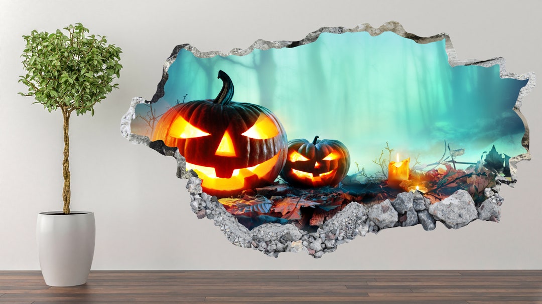 Halloween Pumpkins Wall Decal Art Decor 3D Smashed Sticker Etsy