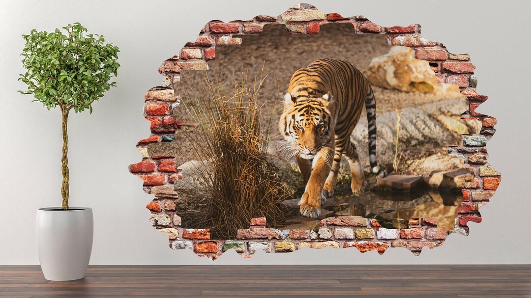Large Tiger Wall Decal Mural Vinyl Sticker – Safari Jungle Animal Art ...