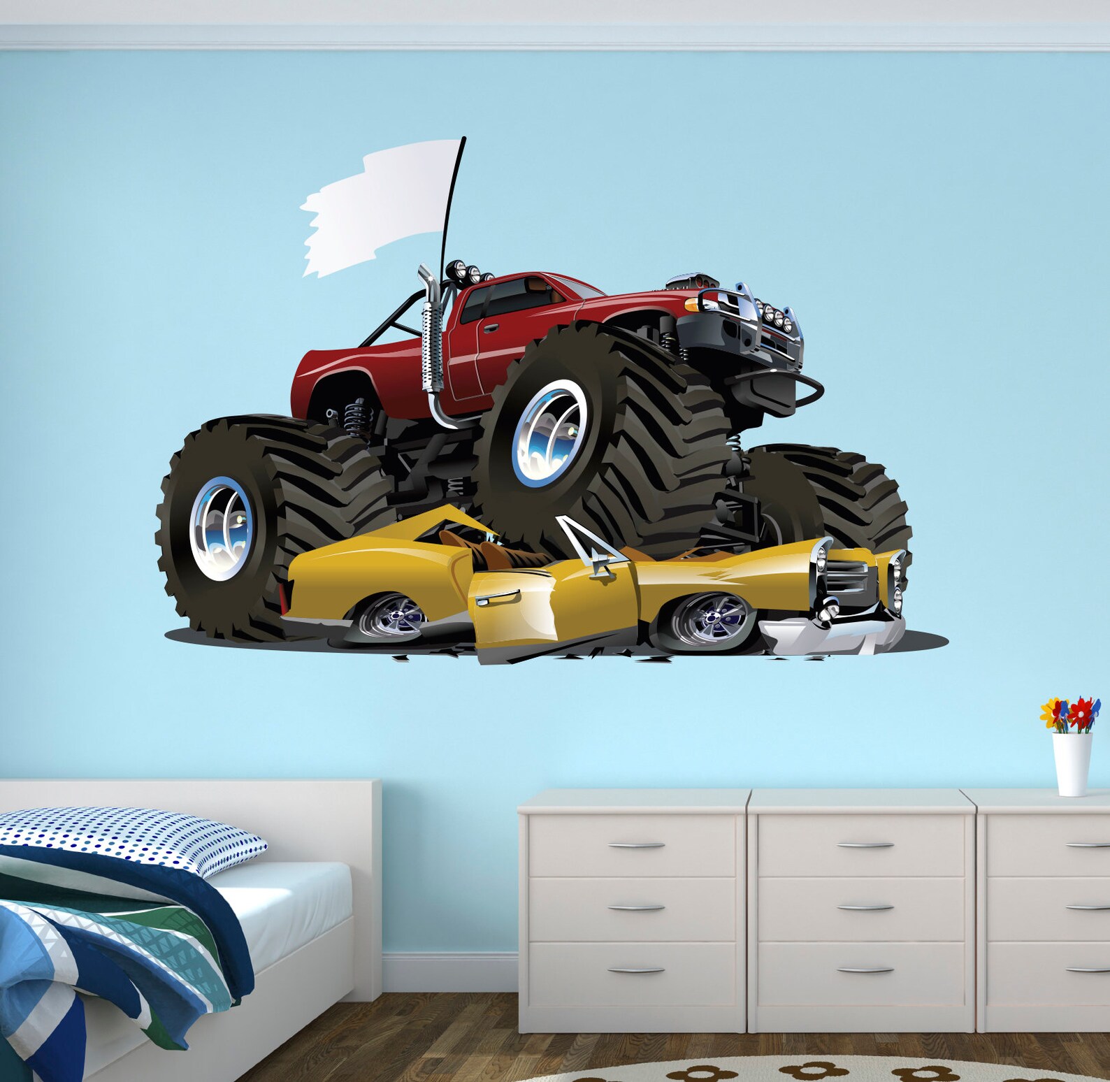 Monster Truck Wall Decal Kids Bedroom Art Decor Sticker Vinyl Etsy