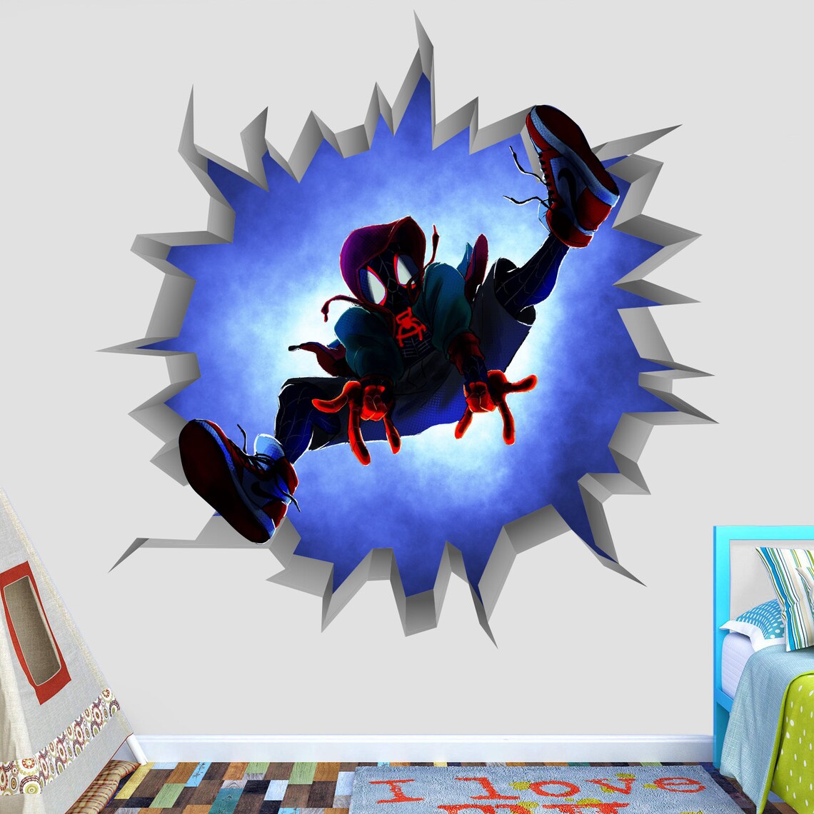 Spiderman Wall Decal Vinyl Mural Print Decor Bedroom Kids Play Etsy