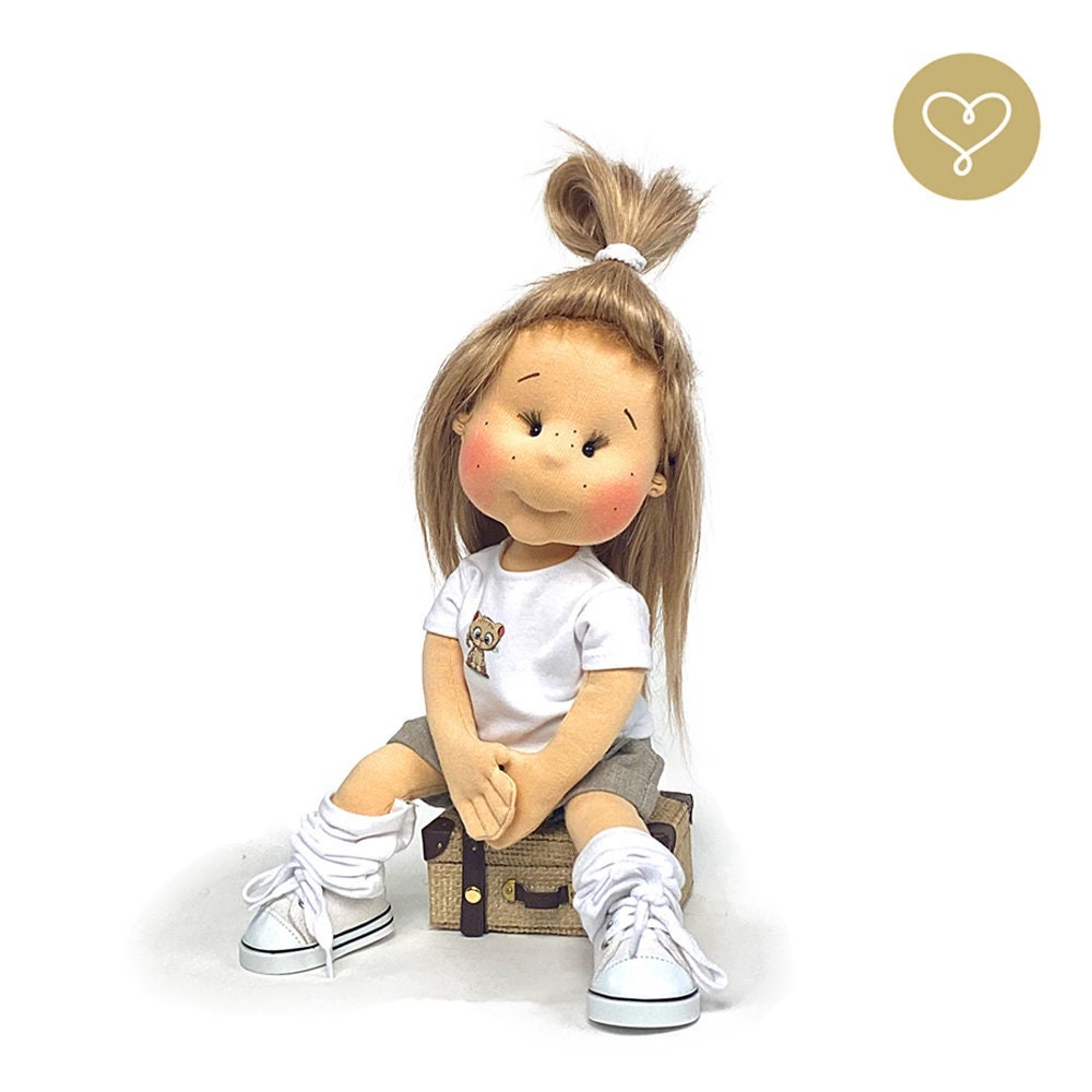 Coco- 15" (38 cm) -Unique Handmade Doll with Motion Skeleton