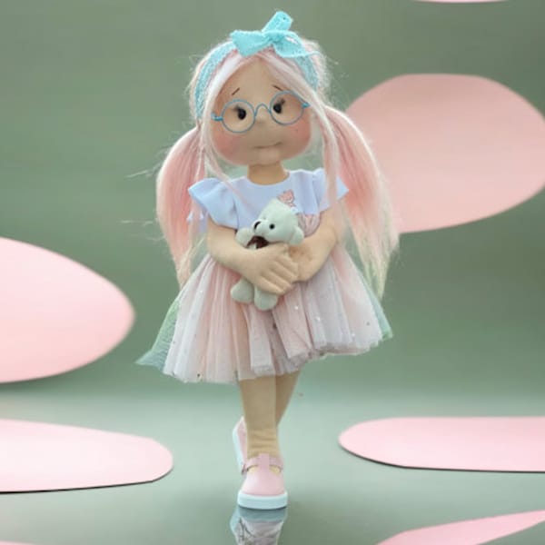 Kinia- 15" (38 cm) -Unique Handmade Doll with Motion Skeleton