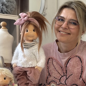 Handgenähte Gliederpuppe ""Clementine"": Alpaka-Haar, 38 cm"