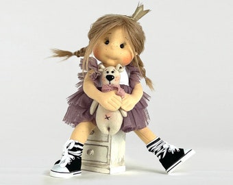 Cindy Lou- 15" (38 cm) -Unique Handmade Doll with Motion Skeleton
