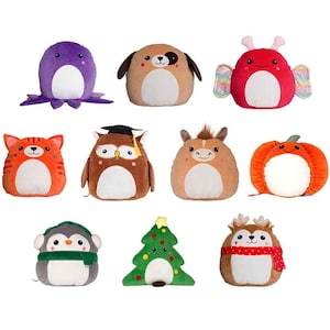 Personalised animal squidgy’s. Christmas Elf, Christmas deer/reindeer, ginger cat, butterfly, dog, owl, octopus squishy teddy pillows.