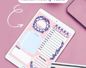 Kawaii Daily Planner | Aesthetic Pastel Digital Stationery | Daily PDF | Hourly Daily Template | US Letter Size Printable