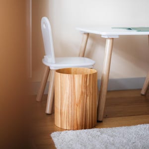 Handmade Wooden Trash Can | Minimalist Waste Basket for Home & Office | Personalized Wood Garbage Bin