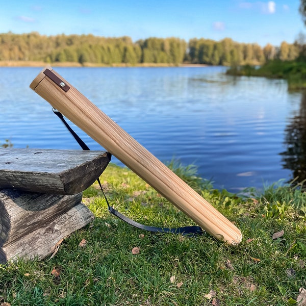 Personlized fly fishing rod case | fishing rod tube | gift for fisherman | hard wood safe rod storage | perfect for fly fishing enthusiasts