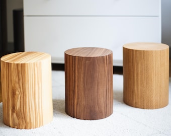 Pedestal de madera para exhibición – Soporte personalizado para tienda / Columna para mobiliario comercial / Base de madera natural para comercio minorista o decoración, podio de madera para arte