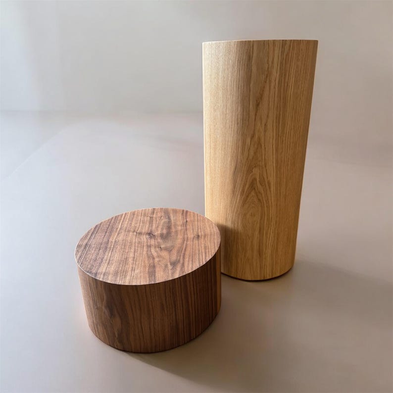 Pedestal de madera - Soporte para plantas o columna de exhibición / Decoración del hogar hecha a mano / Grabado personalizado disponible / Estante para artículos imagen 7