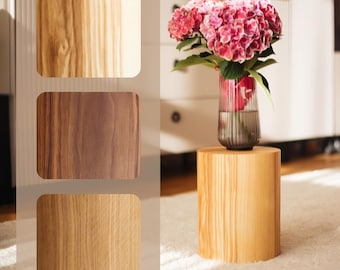 Piédestal en bois - Support pour plantes ou colonne de présentation | Décoration d'intérieur faite main | Gravure personnalisée disponible | étagère à articles