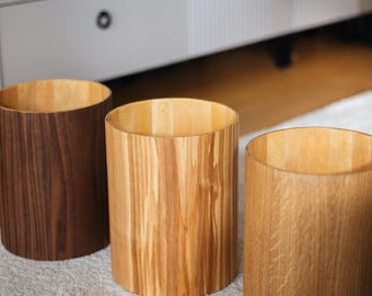 Handmade Wooden Trash Can: Walnut, Oak, Ash Veneer