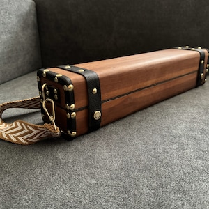 Estuche personalizado para flauta, funda de madera para flauta, bolsa de transporte de madera con correa para el hombro, almacenamiento de instrumentos musicales, regalo para flautistas