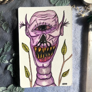 Screaming Freak Grotesque Art Watercolor Painting Mythical Creature Surrealist Art