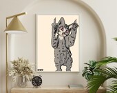 Custom Funny Pet Portrait Expressionist Digital Download Hand-Drawn Pet Drawing Housewarming Gift