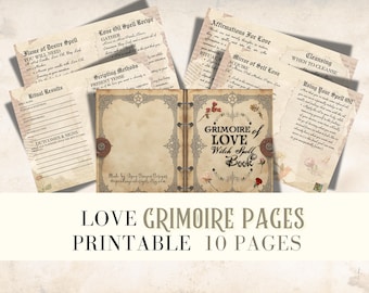 Grimoirepagina's spreukenboek Digitaal grimoireboek met spreuken Love Witch Junk Journal Afdrukbare hekserijspreuken