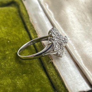 Vintage natural diamond ring ballerina style ring with natural solid platinum April Birthstone cocktail statement anniversary image 8
