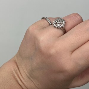 Vintage natural diamond ring ballerina style ring with natural solid platinum April Birthstone cocktail statement anniversary image 10