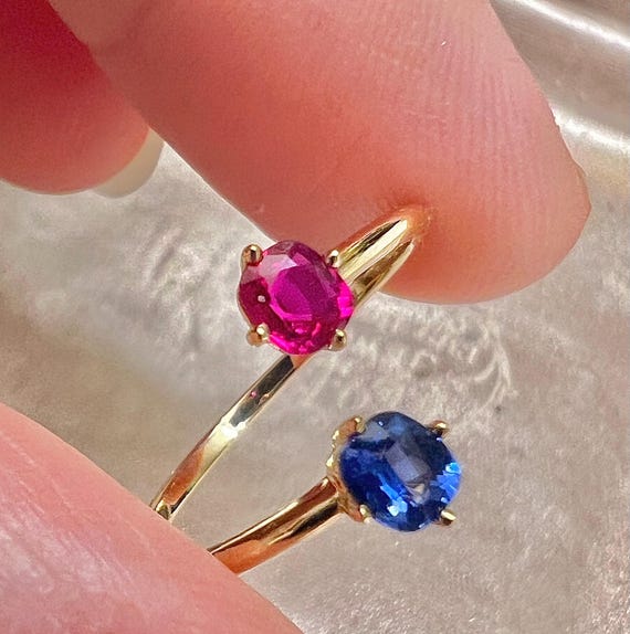 Natural ruby ring with natural sapphire split sha… - image 2