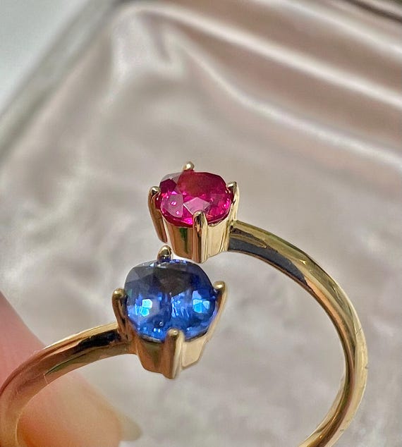 Natural ruby ring with natural sapphire split sha… - image 4