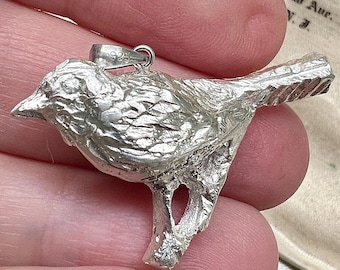 Sterling Silver Raven Pendant Handmade Bird Charm solid 925 for necklace or bracelet