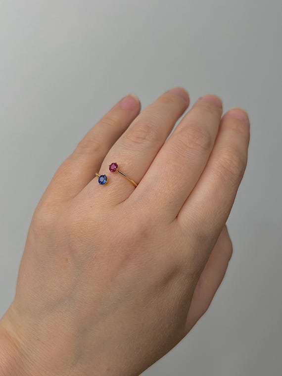 Natural ruby ring with natural sapphire split sha… - image 3