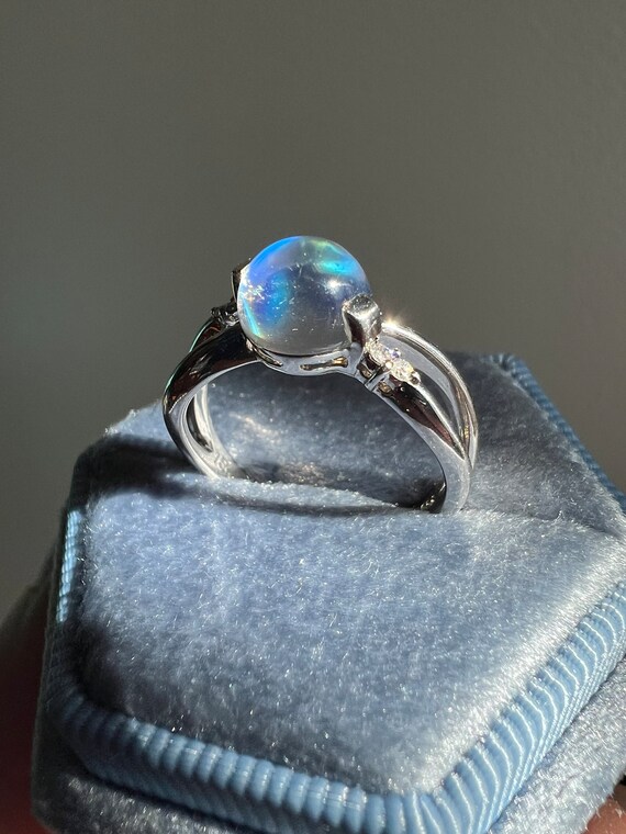 Platinum moonstone ring genuine diamond accent sol