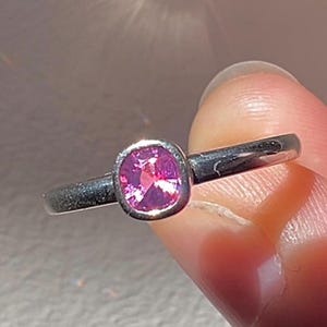 Natural pink Sapphire Ring Bezel Set solid 925 Sterling Silver September Birthstone cotton candy stack stackable solitaire image 1