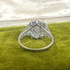 Vintage natural diamond ring ballerina style ring with natural solid platinum April Birthstone cocktail statement anniversary image 5