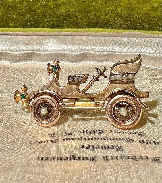 Antique novelty brooch retro car automobile early… - image 1