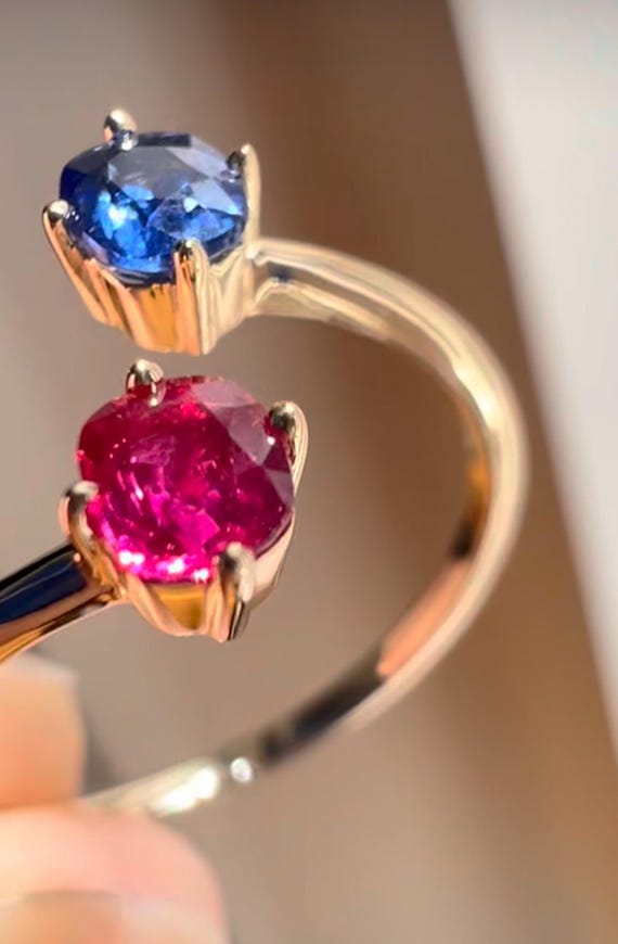 Natural ruby ring with natural sapphire split sha… - image 9