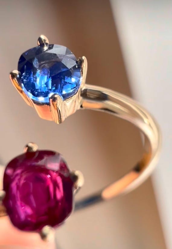 Natural ruby ring with natural sapphire split sha… - image 11
