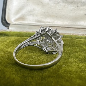 Vintage natural diamond ring ballerina style ring with natural solid platinum April Birthstone cocktail statement anniversary image 6