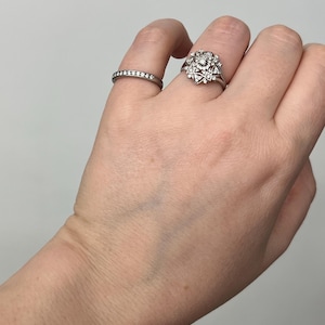Vintage natural diamond ring ballerina style ring with natural solid platinum April Birthstone cocktail statement anniversary image 9