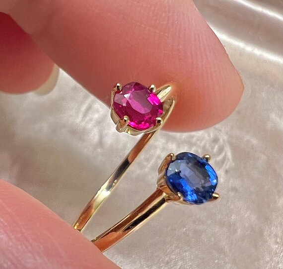 Natural ruby ring with natural sapphire split sha… - image 5
