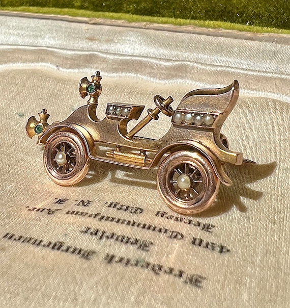 Antique novelty brooch retro car automobile early… - image 2