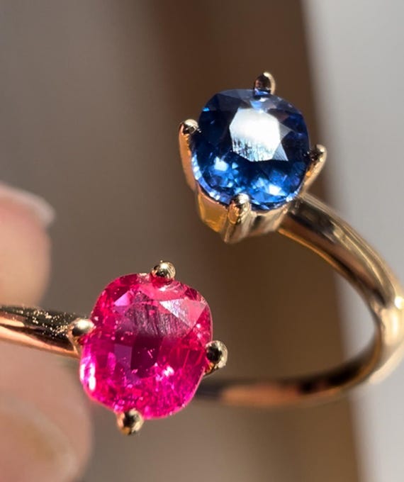Natural ruby ring with natural sapphire split sha… - image 6
