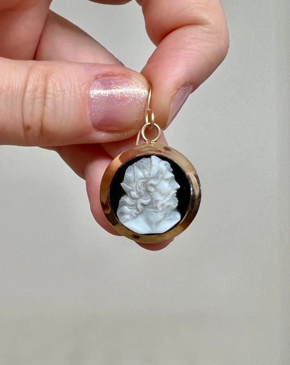 Antique agate cameo earrings 14k rose gold cuffli… - image 9