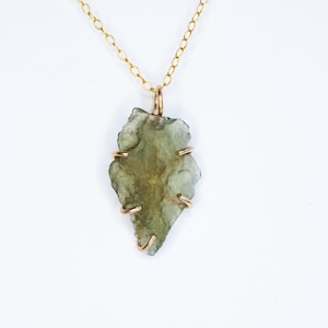 MOLDAVITE 14k gold-filled Necklace, certificate from Czech Republic, 0.5 - 1.5 gram Raw Moldavite pendant Gold or 925 Silver with reading