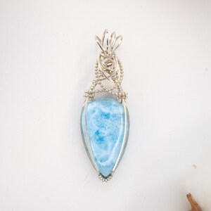 Larimar pendant Sterling silver Wire Wrapped Pendant, peace and clarity, stress relief, starseed lucid dream, sea stone, self care