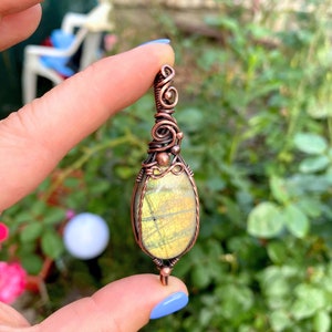Labradorite Pendant: Handmade Copper Wire Wrapped Necklace
