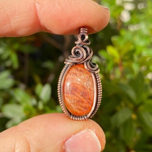 Sunstone Copper Wire Wrapped Pendant: Lucid Dream Crystal Necklace